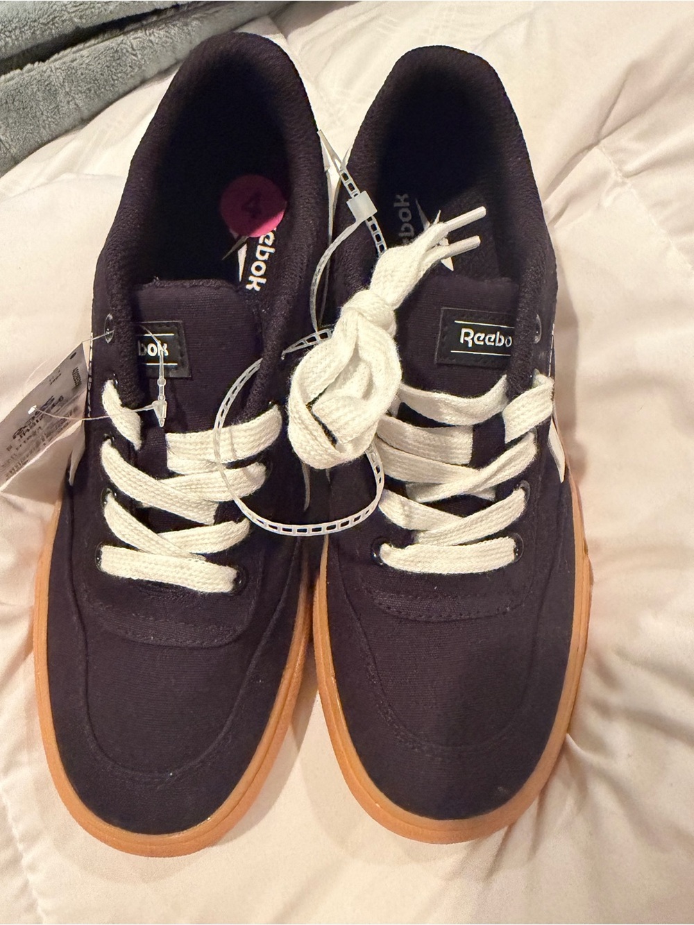 Reebok Kids Black Sneakers with White Laces and Gum Sole